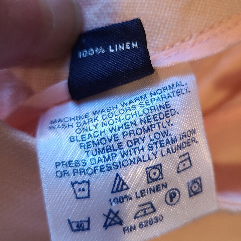 Lands End Womens Peach Pink 100% Linen Wide Leg High Rise Trousers Size 4 - Picture 4 of 5